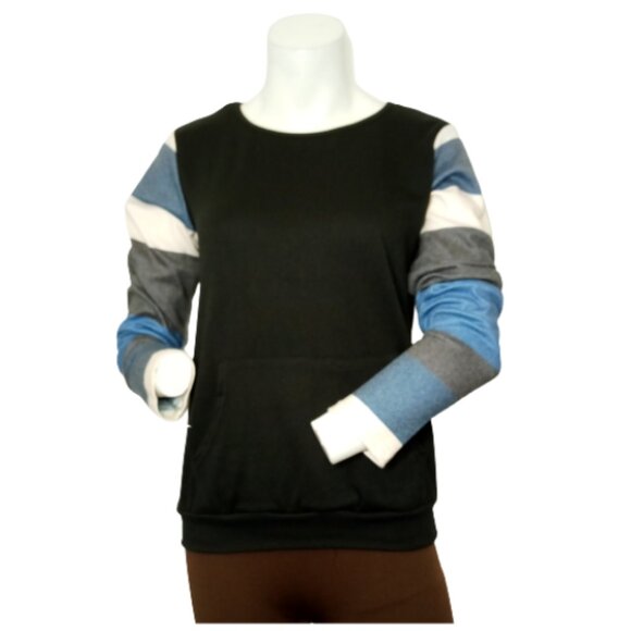 Black Striped Long Sleeve Sweatshirt - Picture 1 of 1